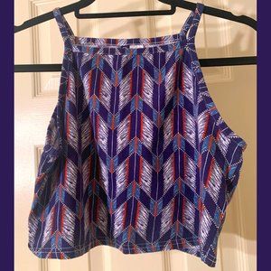 H&M Blue Square High Neck Cropped Tank Top